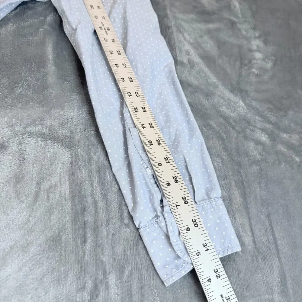 J Crew Shirt Men's Sz M Button Blue Polka Dot Slim Fit Preppy